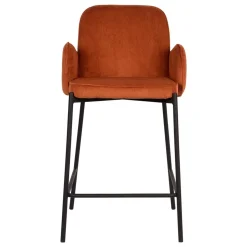 Barhocker mit Armlehnen aus Cord Rost Braun - Benede (2er Set)