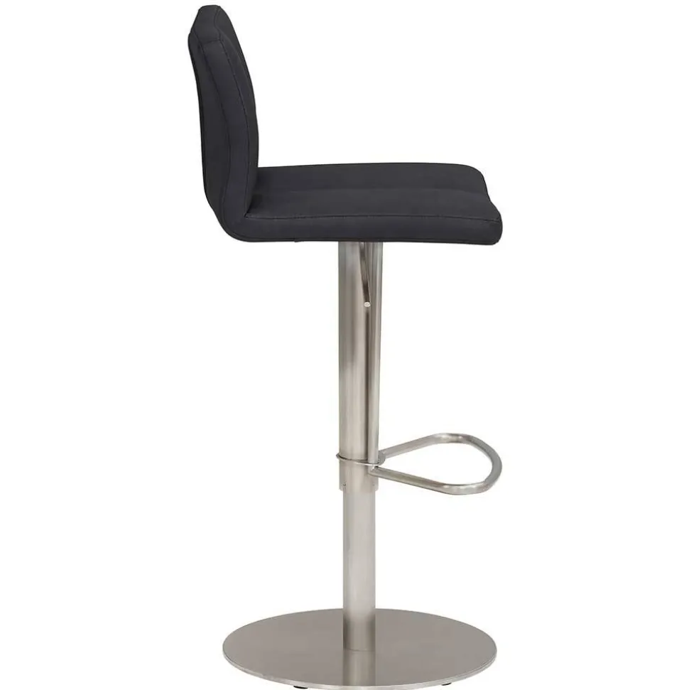 Barhocker mit Lehne in Anthrazit Microfaser - Tyvoria