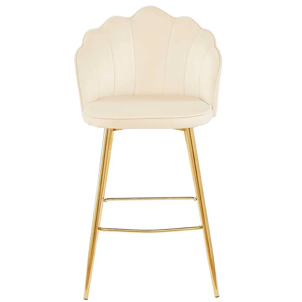 Barhocker mit Muschel-Lehne in Beige - Grovossa (2er Set)