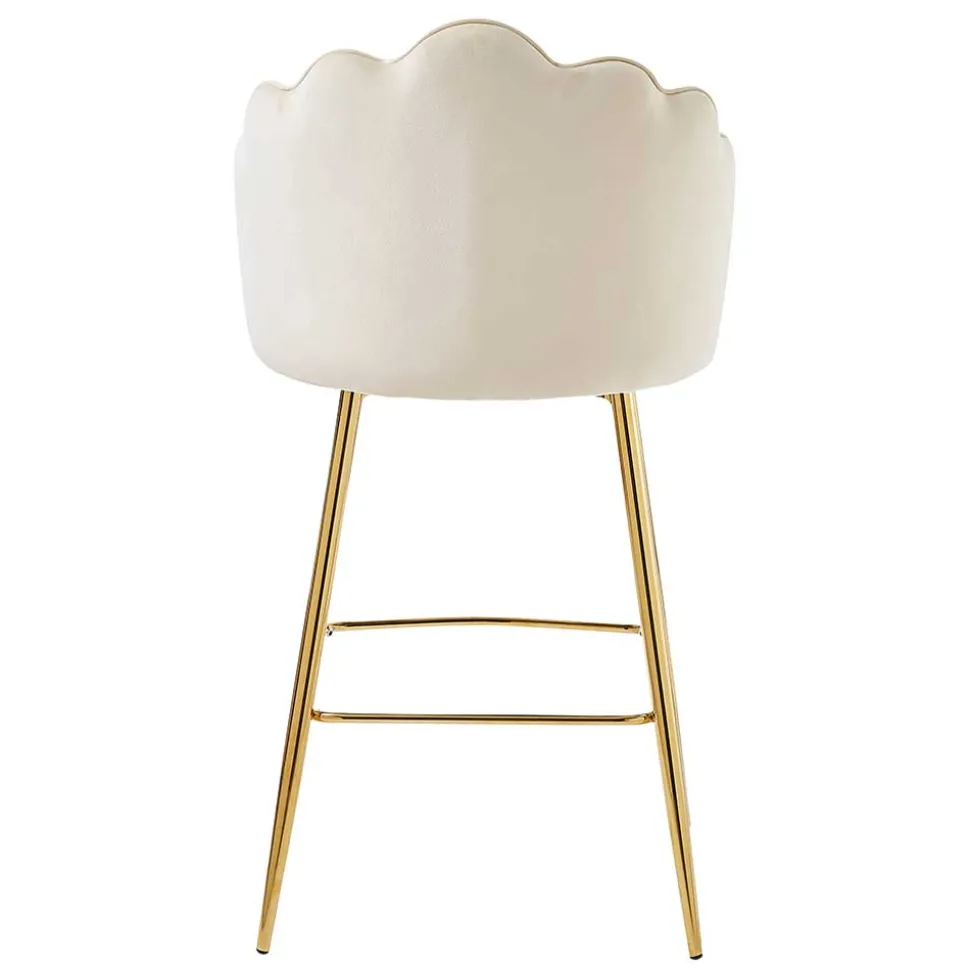 Barhocker mit Muschel-Lehne in Beige - Grovossa (2er Set)