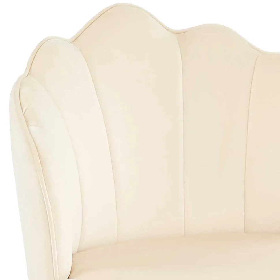 Barhocker mit Muschel-Lehne in Beige - Grovossa (2er Set)