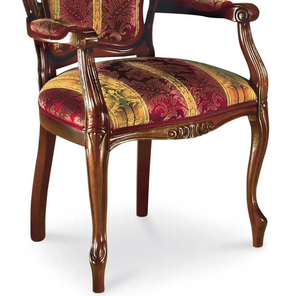 Barock Armlehnstuhl in Rot Gold Magari mit floralem Muster