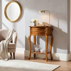 Barock Beistelltisch mit 2 Schubladen Natale in Nussbaumfarben