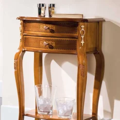 Barock Beistelltisch mit 2 Schubladen Natale in Nussbaumfarben