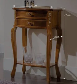 Barock Beistelltisch mit 2 Schubladen Natale in Nussbaumfarben