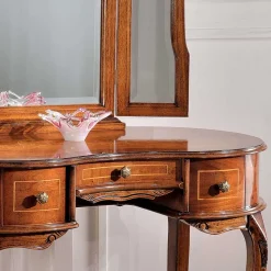 Barock Frisierkommode mit Spiegel Agosto in Nussbaum