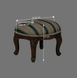 Barock Fußhocker in Blau Beige Magari & Nussbaum