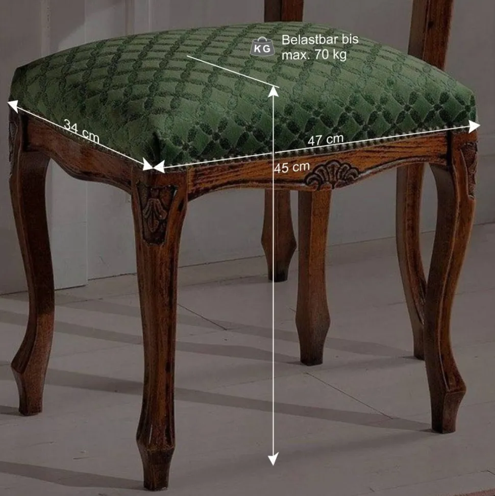 Barock Hocker gepolstert Agosto in Grün
