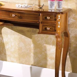 Barock Konsolentisch mit 5 Schubladen Natale in Nussbaum