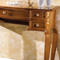 Barock Konsolentisch mit 5 Schubladen Natale in Nussbaum