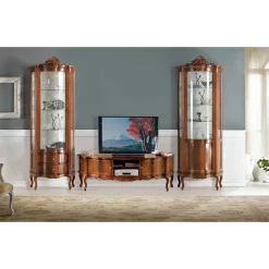 Barock Lowboard für Fernseher Dentro in Nussbaumfarben