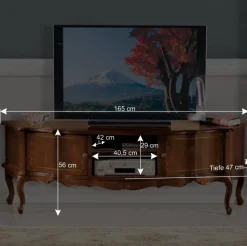Barock Lowboard für Fernseher Dentro in Nussbaumfarben