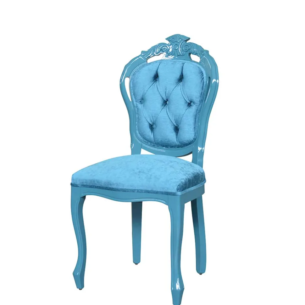 Barock Polsterstuhl in Türkis Blau - Ciosda