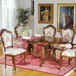 Barock Polsterstuhl mit Blumen Muster Magari mit Massivholz