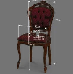 Barock Polsterstuhl mit Massivholz Magari & Stoff Rot Gold