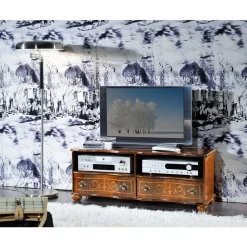 Barock TV Board in Nussbaum Agosto mit 2 Schubladen