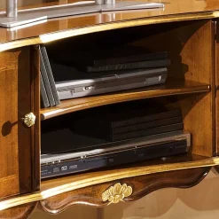 Barock TV Lowboard mit Blattgold Venerdina in Nussbaumfarben