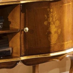 Barock TV Lowboard mit Blattgold Venerdina in Nussbaumfarben