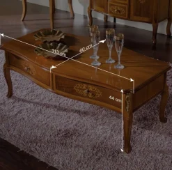 Barock Wohnzimmertisch mit 2 Schubladen Natale in Nussbaum