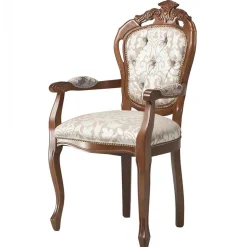 Barocker Armlehnstuhl in Nussbaum Braun - Pablos (2er Set)