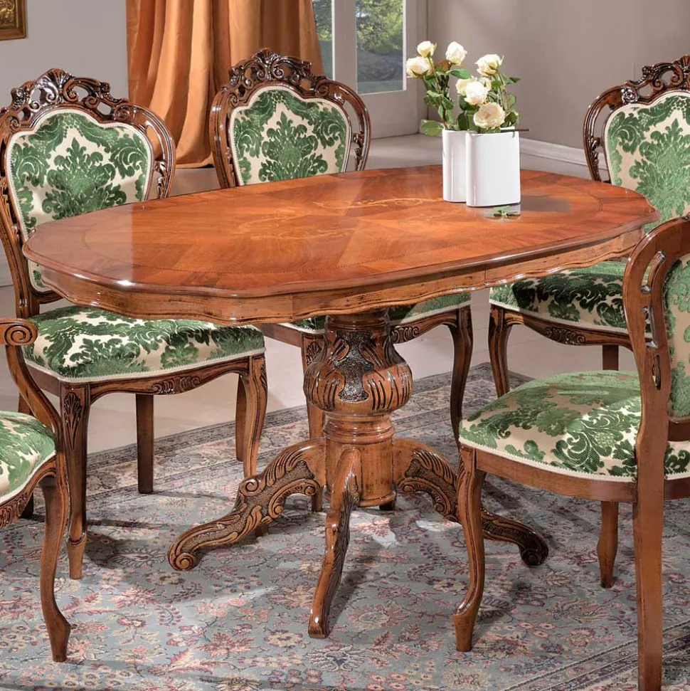 Barocktisch mit Nussbaum Furnier Magari in Oval 140x90