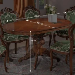 Barocktisch mit Nussbaum Furnier Magari in Oval 140x90