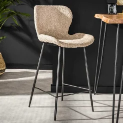 Barstühle in Beige Boucle - Vilvia (4er Set)
