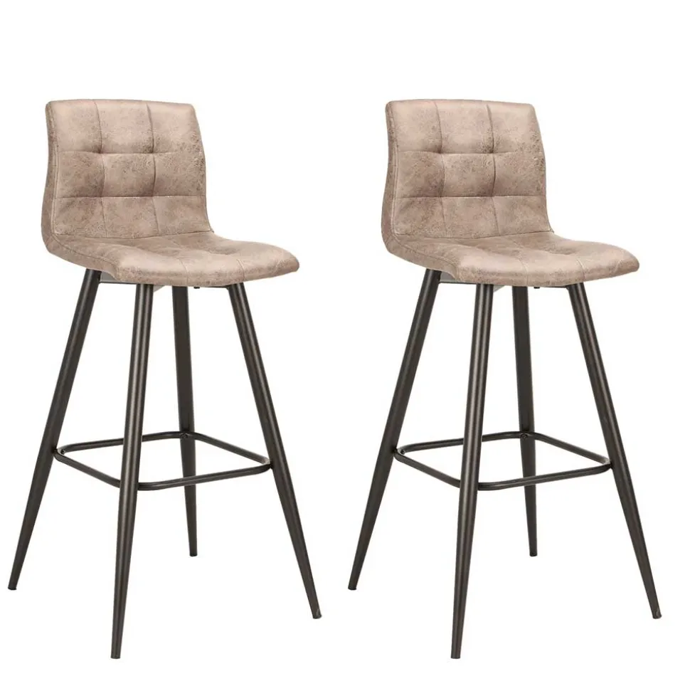 Barstühle in Hellbraun Microfaser - Knox (2er Set)