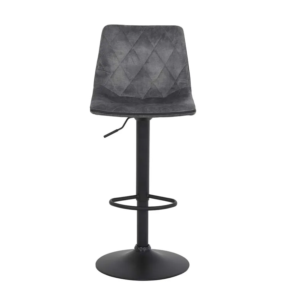 Barstuhl aus Microfaser in Grau - Josephina (2er Set)