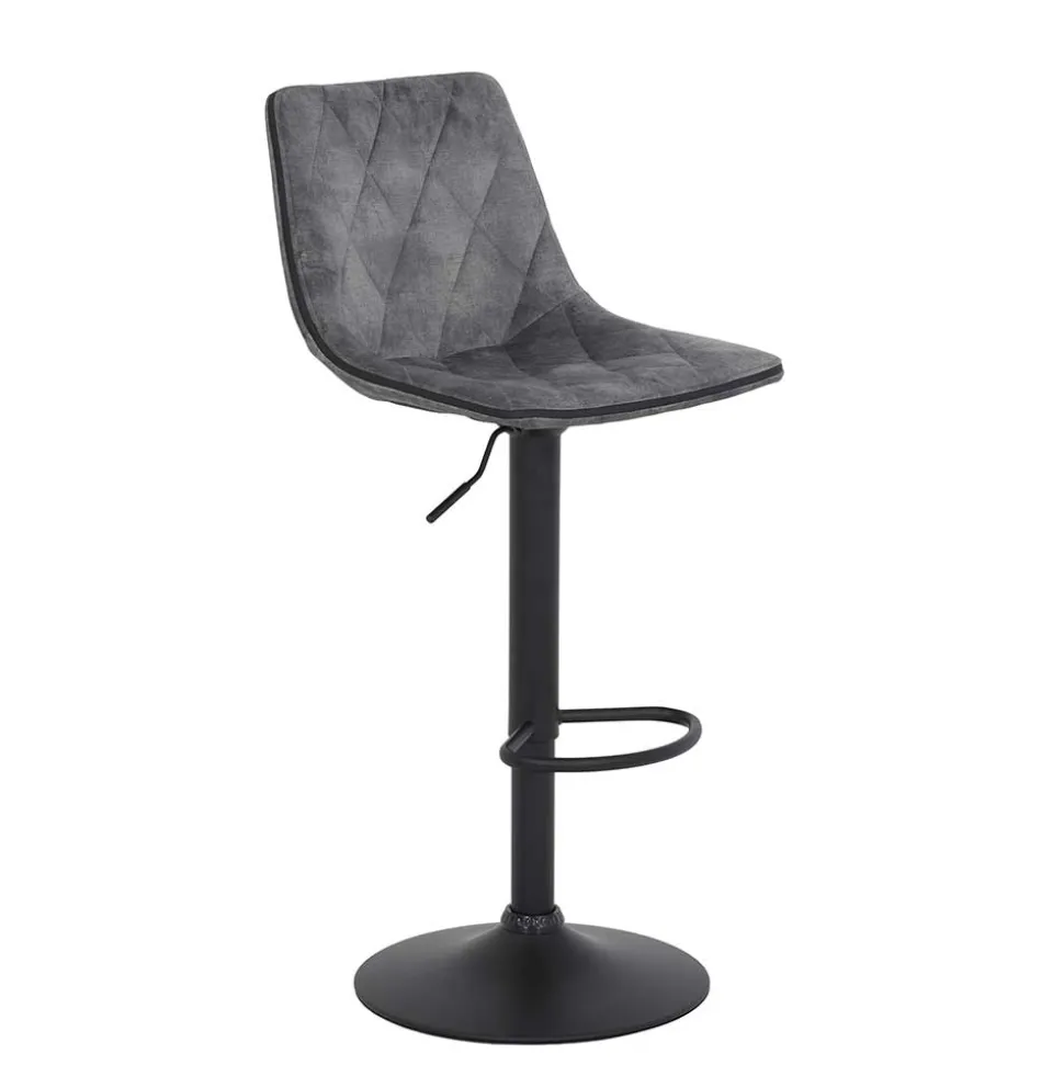Barstuhl aus Microfaser in Grau - Josephina (2er Set)