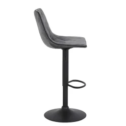 Barstuhl aus Microfaser in Grau - Josephina (2er Set)