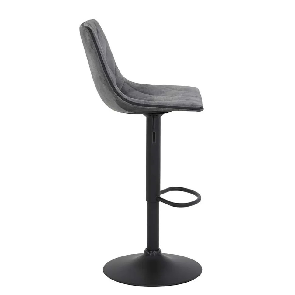 Barstuhl aus Microfaser in Grau - Josephina (2er Set)