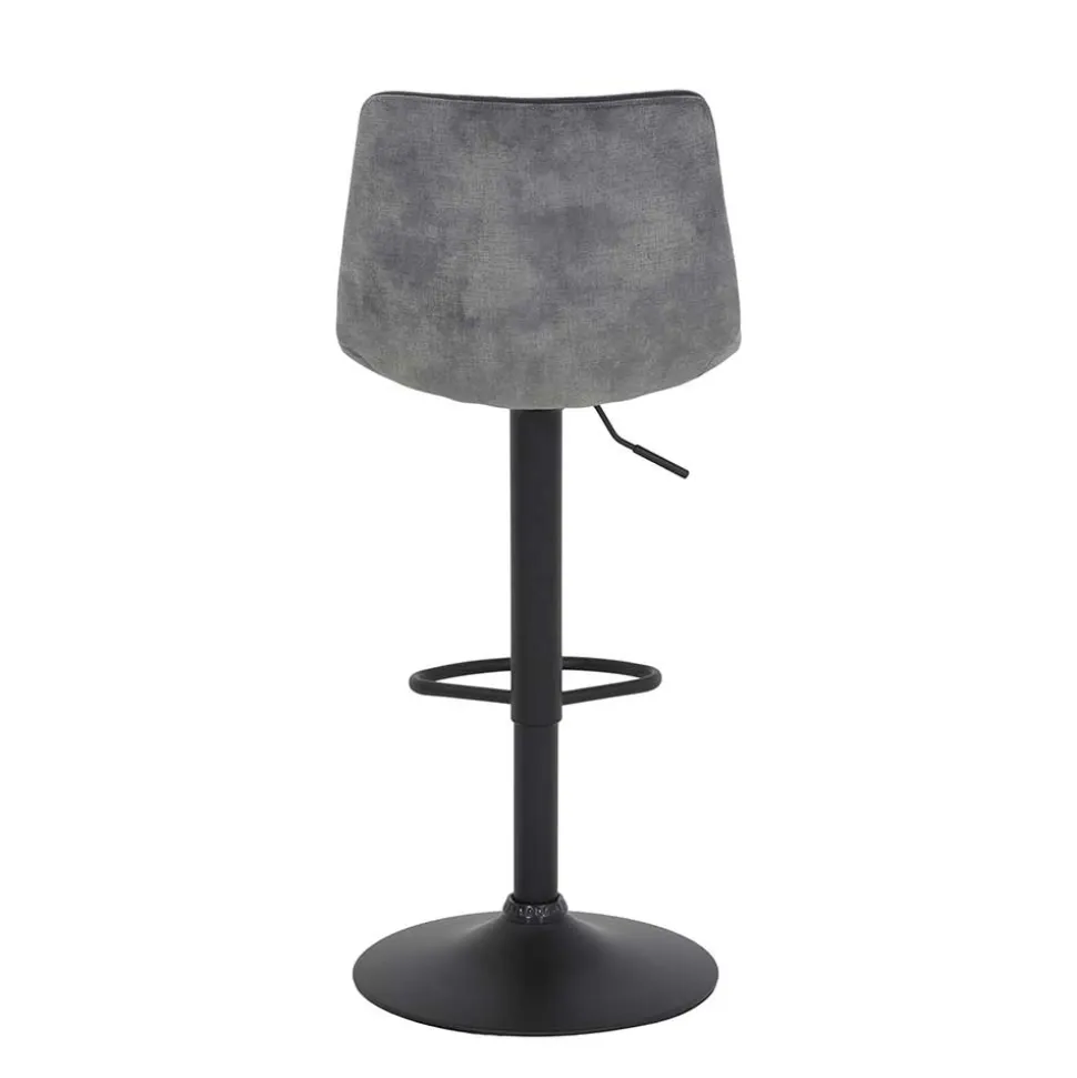 Barstuhl aus Microfaser in Grau - Josephina (2er Set)