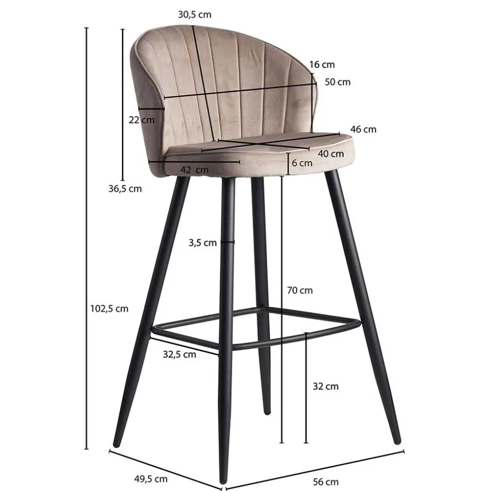 Barstuhl aus Samt in Beige - Narcissan