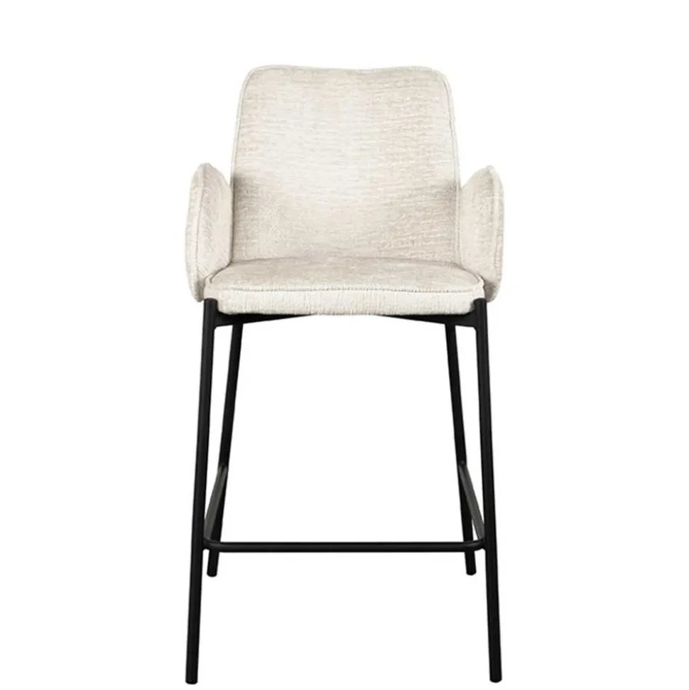 Barstuhl aus Struktursamt Creme - Filler (2er Set)