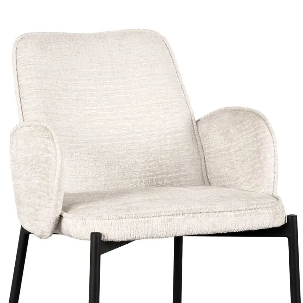 Barstuhl aus Struktursamt Creme - Filler (2er Set)