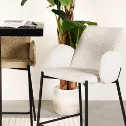 Barstuhl aus Struktursamt Creme - Filler (2er Set)