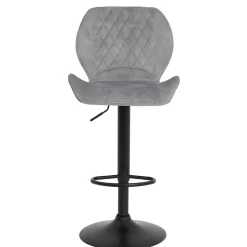 Barstuhl aus Velours in Grau - Brooklyn (2er Set)