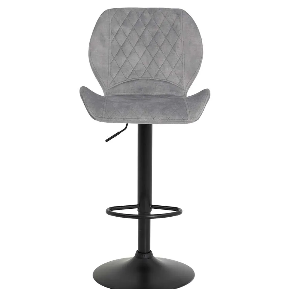 Barstuhl aus Velours in Grau - Brooklyn (2er Set)