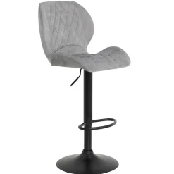 Barstuhl aus Velours in Grau - Brooklyn (2er Set)