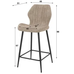 Barstuhl in Beige Boucle - Maja (2er Set)