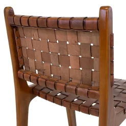 Barstuhl in Braun Leder Geflecht - Nufreda