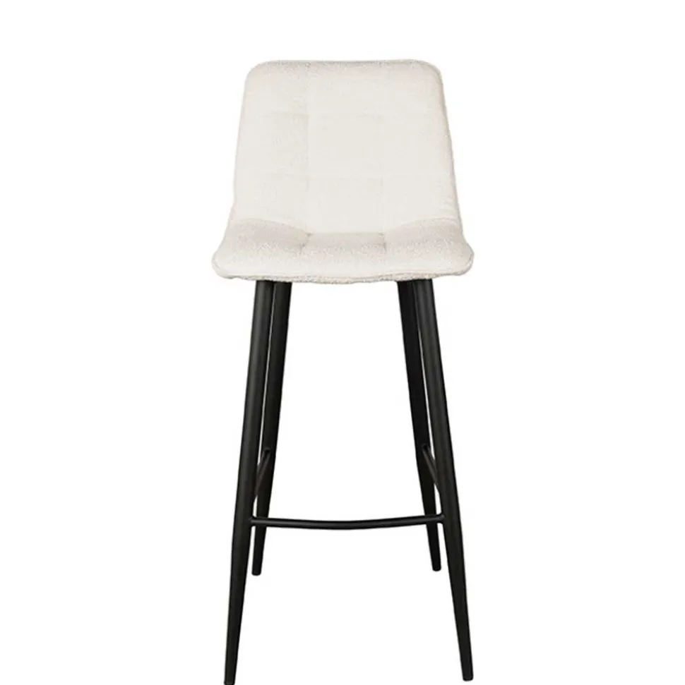 Barstuhl in Cremeweiß Bouclebezug - Gray (2er Set)