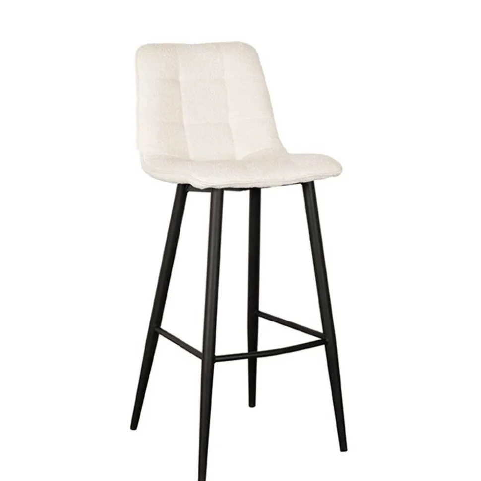 Barstuhl in Cremeweiß Bouclebezug - Gray (2er Set)