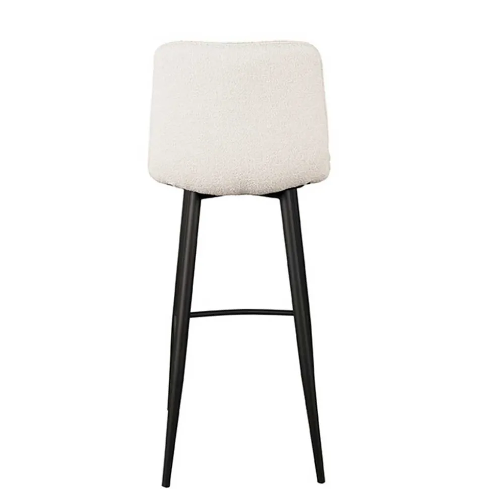 Barstuhl in Cremeweiß Bouclebezug - Gray (2er Set)