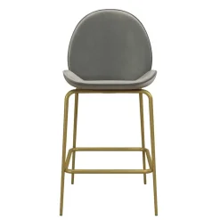 Barstuhl in Hellgrau und Messing - Loreo