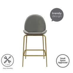 Barstuhl in Hellgrau und Messing - Loreo