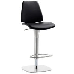Barstuhl in Schwarz - echtes Leder - Jodolio