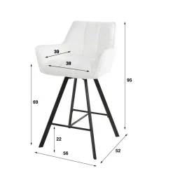 Barstuhl mit Drehgestell in Creme Boucle - Queen (2er Set)