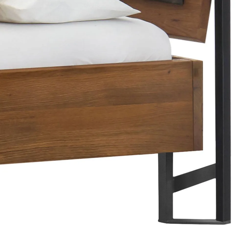 Baumkante Wildeiche Bett mit Metall Himmel Gestell - Agadi